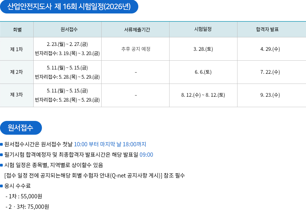 산업안전지도사 시험일정