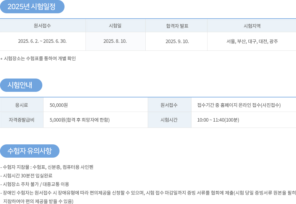 신용관리사 시험일정