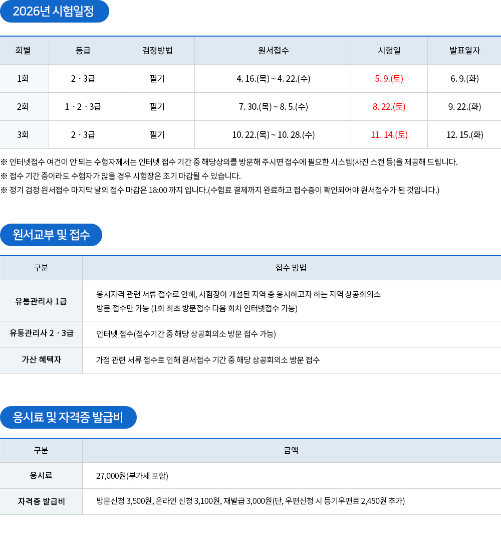 유통관리사 시험일정